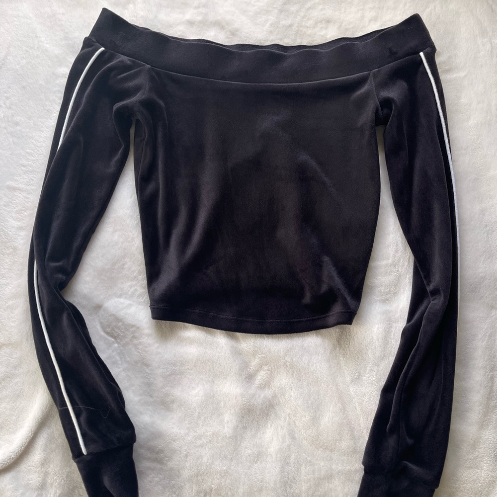Garage Off the Shoulder Velour Top